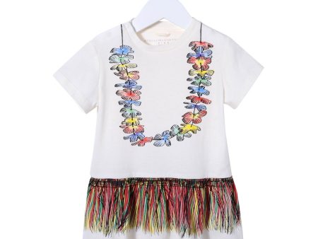 Baby Girls White Cotton Floral Hula Printed Jersey Dress Cheap