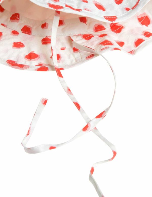 Baby White Sun Hat With Red Spot Print Trims Hot on Sale