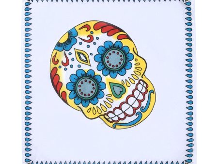 Boys White Sugar Skull Printed Trims Scarf Discount