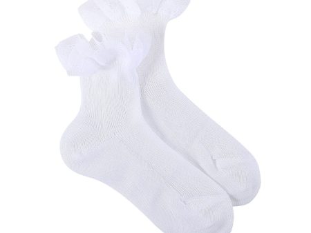 Girls White Cotton Short Socks With Lace Ankle Trims Online Hot Sale