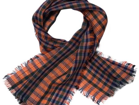 Baby Brown Khaki Check Wool Scarf For Sale