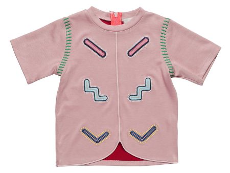 Girls Dark Pink Sweatshirt With Zig Zag Embroidered Trims Online Hot Sale