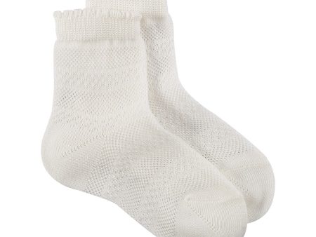 Girls Milk White Hollow Cotton Short Socks Online