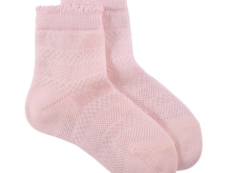 Girls Pink Hollow Cotton Short Socks For Sale