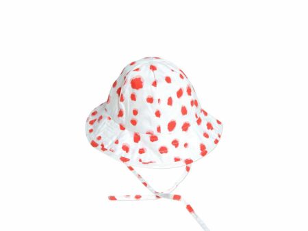 Baby White Sun Hat With Red Spot Print Trims Hot on Sale