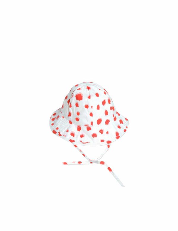 Baby White Sun Hat With Red Spot Print Trims Hot on Sale