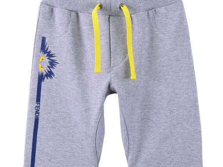 Baby Boys Grey Cotton Printed Trims Bermuda Short Hot on Sale